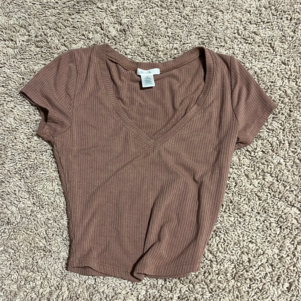 Brown V neck tee